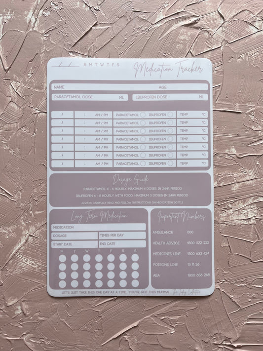 Magnetic Medication Tracker - Pink