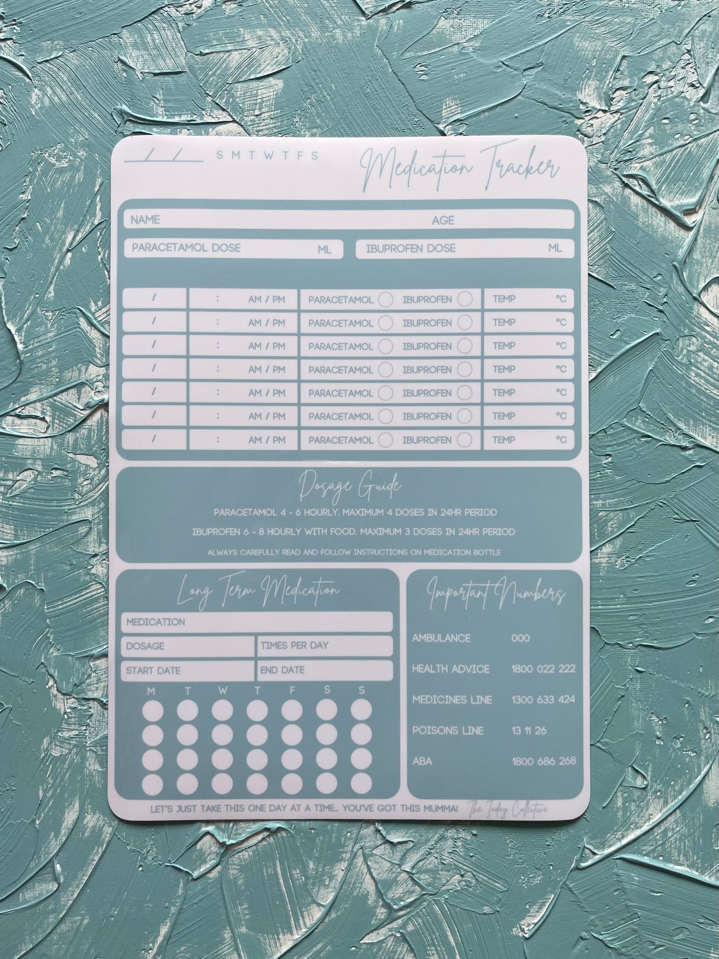 Magnetic Medication Tracker - Blue